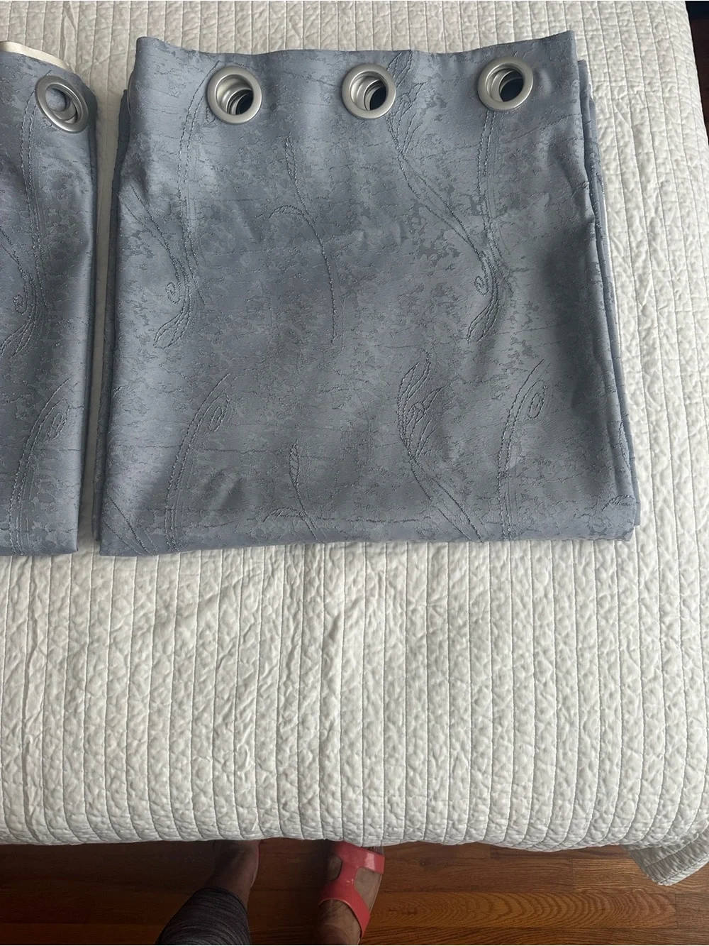 Custom Made Silver Gray Grommet Top Curtain Panel Pair (W54x L94 each)